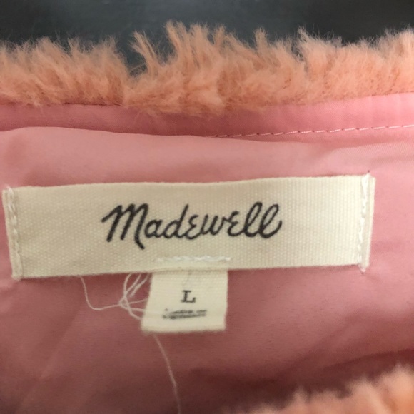 Madewell oversized fuzzy rust/peach lined cropped sweater with cropped sleeve - Picture 3 of 5